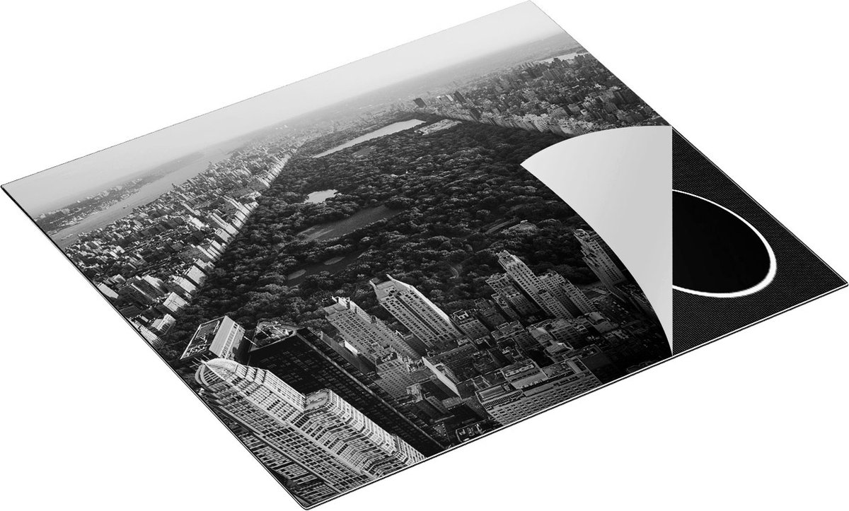 Chefcare Inductie Beschermer Central Park in New York met Wolkenkrabbers - Zwart Wit - 58,3x51,3 cm - Afdekplaat Inductie - Kookplaat Beschermer - Inductie Mat