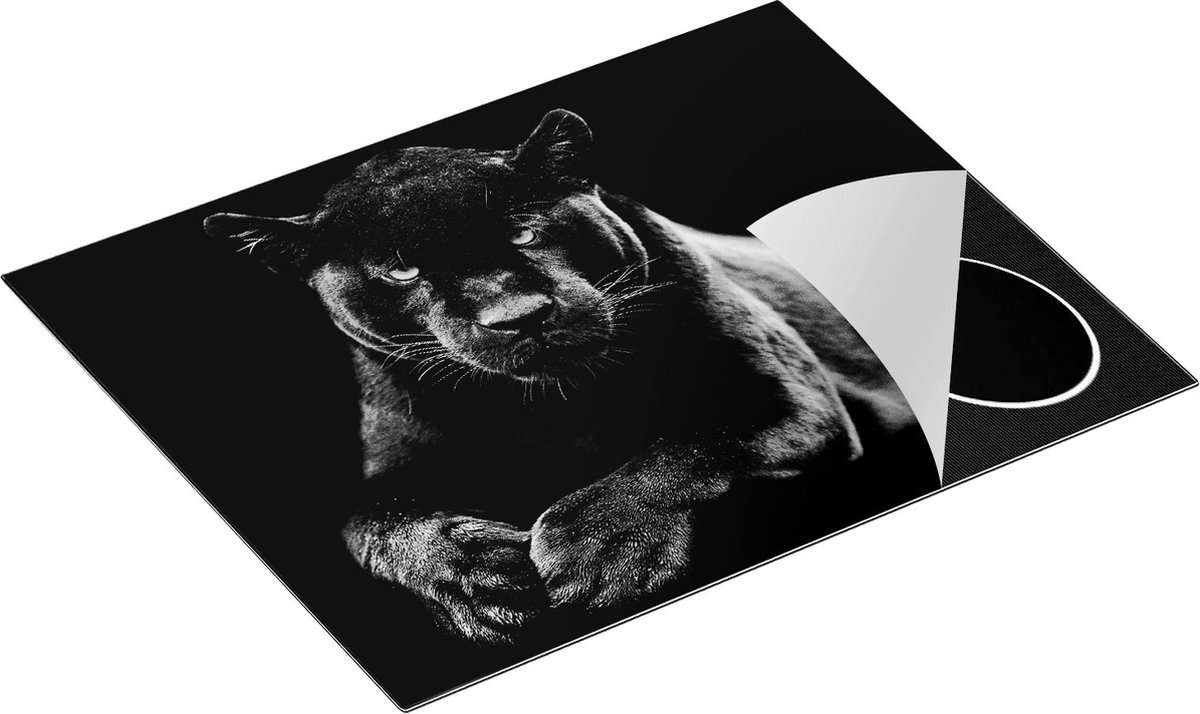 Chefcare Inductie Beschermer Zwarte Panter - Zwart Wit - 65x55 cm - Afdekplaat Inductie - Kookplaat Beschermer - Inductie Mat