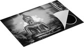 Chefcare Inductie Beschermer Gouden Boeddha Beeld - Zwart Wit - 81,6x52,7 cm - Afdekplaat Inductie - Kookplaat Beschermer - Inductie Mat