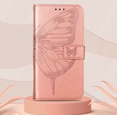 Mobigear Telefoonhoesje geschikt voor Realme 9 Pro Plus Hoesje | Mobigear Butterfly Bookcase Portemonnee | Pasjeshouder voor 2 Pasjes | Telefoonhoesje voor Pinpas / OV Kaart / Rijbewijs - Roségoud