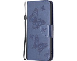 Mobigear Telefoonhoesje geschikt voor Nokia G21 Hoesje | Mobigear Butterfly Bookcase Portemonnee | Pasjeshouder voor 2 Pasjes | Telefoonhoesje voor Pinpas / OV Kaart / Rijbewijs - Donkerblauw