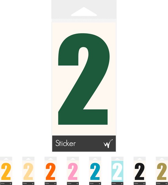 Container Sticker Huisnummer - Cijfer 2 Cijfersticker - Kliko Sticker - Deursticker - Weerbestendig - 10 x 5,5 cm - Bosgroen