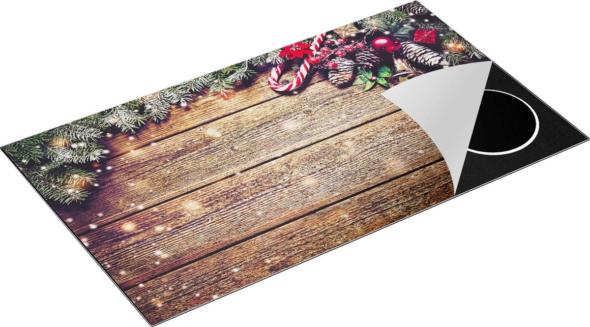 Chefcare Inductie Beschermer Kerst Sfeer Achtergrond met Dennenbomen - 90x52 cm - Afdekplaat Inductie - Kookplaat Beschermer - Inductie Mat
