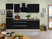 Goedkope keuken 270  cm - complete keuken met apparatuur Lorena  - Wit/Zwart - soft close - keramische kookplaat    - afzuigkap - oven    - spoelbak