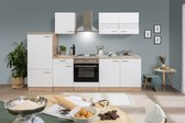 Goedkope keuken 270  cm - complete keuken met apparatuur Merle  - Eiken/Wit - soft close - elektrische kookplaat    - afzuigkap - oven    - spoelbak