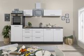 Goedkope keuken 270  cm - complete keuken met apparatuur Amanda  - Wit/Wit - soft close - keramische kookplaat    - afzuigkap - oven    - spoelbak