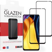 2-pack BMAX geschikt voor Xiaomi Poco M3 Pro Screenprotector glas - Full Cover gehard glas - Tempered glas - Xiaomi screenprotectors 2 stuks - Telefoonglaasje - Beschermglas - Glasplaatje - Screensaver - Screen protector - Case friendly - Zwart