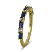 Silventi 9SIL-22304 Zilveren Ring met Zirkonia - Dames - Zirkonia - Rond - Wit - 2 mm - Baquette - Donker blauw - 2 x 3,5 mm - Maat 54 - Zilver - Gold Plated (Verguld/Goud op Zilver)