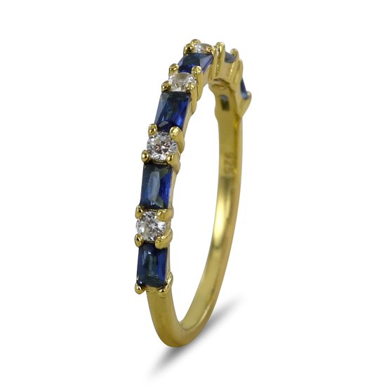 Silventi 9SIL-22304 Ring en Argent avec Zircone - Femme - Zircone - Rond - Wit - 2 mm - Baquette - Bleu Goud - 2 x 3,5 mm - Taille 54 - Argent - Argent Or
