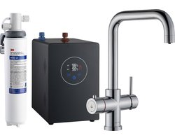 3-in-1 Multi-Tap kokend water kraan incl. boiler & 3M waterfilter, L-uitloop-Chroom