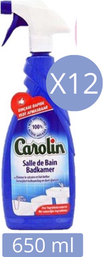 Nettoyant anti-calcaire salle de bain au vinaigre, Carolin (650 ml)