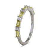 Silventi 9SIL-22308 Zilveren Ring met Zirkonia - Dames - Zirkonia - Rond - Wit - 2 mm - Baquette - Geel - 2 x 3,5 mm - Maat 54 - Rhodium - Zilver