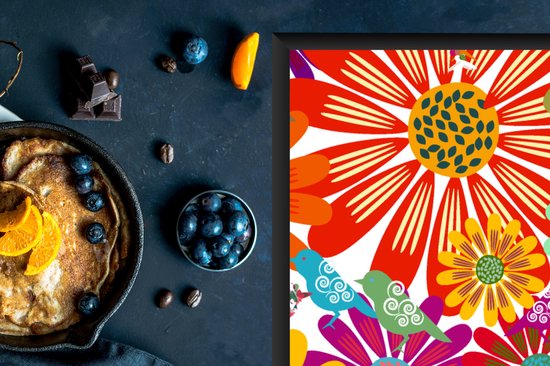 KitchenYeah® Inductie beschermer 77x59 cm - Regenboog - Bloemen - Patronen - Hippie - Kookplaataccessoires - Afdekplaat voor kookplaat - Inductiebeschermer - Inductiemat - Inductieplaat mat