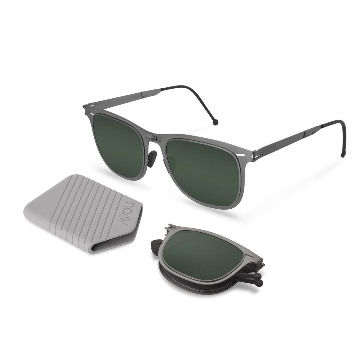 ROAV Lennox – Opvouwbare zonnebril – Polariserend UV400 – Matt black - Blue Mirror glazen