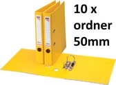 10 x Quantore - A4 - 50mm de large - plastique PP - jaune