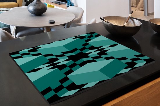KitchenYeah® Inductie beschermer 80.2x52.2 cm - 3D - Blokken - Patronen - Kookplaataccessoires - Afdekplaat voor kookplaat - Inductiebeschermer - Inductiemat - Inductieplaat mat