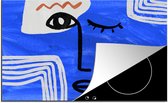 KitchenYeah® Inductie beschermer 80.2x52.2 cm - Gezicht - Blauw - Abstract - Kookplaataccessoires - Afdekplaat voor kookplaat - Inductiebeschermer - Inductiemat - Inductieplaat mat