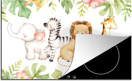MuchoWow Inductiebeschermer - Inductie mat - Vinyl - Jungle - Water - Brug - Natuur - Planten - 80x52 cm - Inductie beschermer
