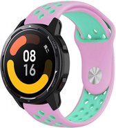 Strap-it Siliconen sport bandje - geschikt voor Xiaomi Watch S1 (Active/Pro) / Watch 2 Pro / Watch S3 / Mi Watch / Amazfit Balance / Amazfit Bip 5 - roze/aqua