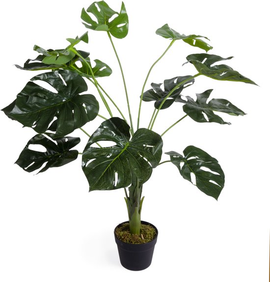 Kunstplant Monstera H85cm Monstera - gatenplant - kunstplant - 85cm hoog - in pot - nep plant