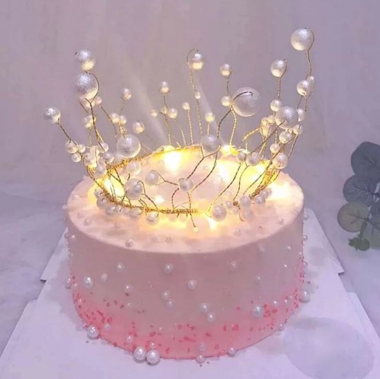 ZOSIGN 6 stuks kroon cake topper, gouden kroon cake topper, met 24 stuks vlinder taartdecoratie, mini kroon cupcake picks, voor baby shower verjaardag