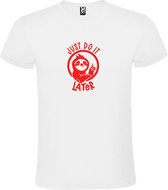 T shirt Wit avec imprimé "Just Do It Later" rouge taille S