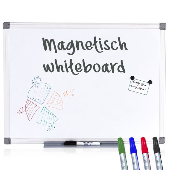 Krachtcel ongeluk aankleden Goliving whiteboard met stiften - Magnetisch bord - 60 x 90 cm - Krasvast  memobord -... | bol.com