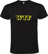 Zwart T-shirt ‘WTF’ Geel maat XL