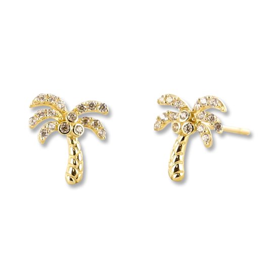 Silventi 14 karaat Gouden Oorknopjes - Palmboom