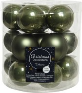 36x stuks kleine kerstballen mos groen van glas 4 cm - mat/glans - Kerstboomversiering