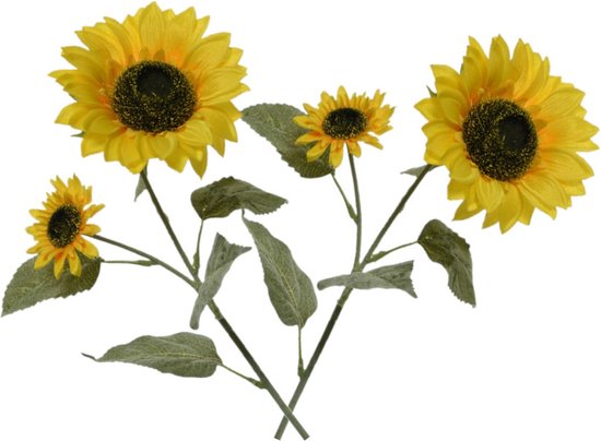 5x stuks gele zonnebloemen kunstbloemen 72 cm - Helianthus - Kunstbloemen/kunsttakken - bloemen/planten