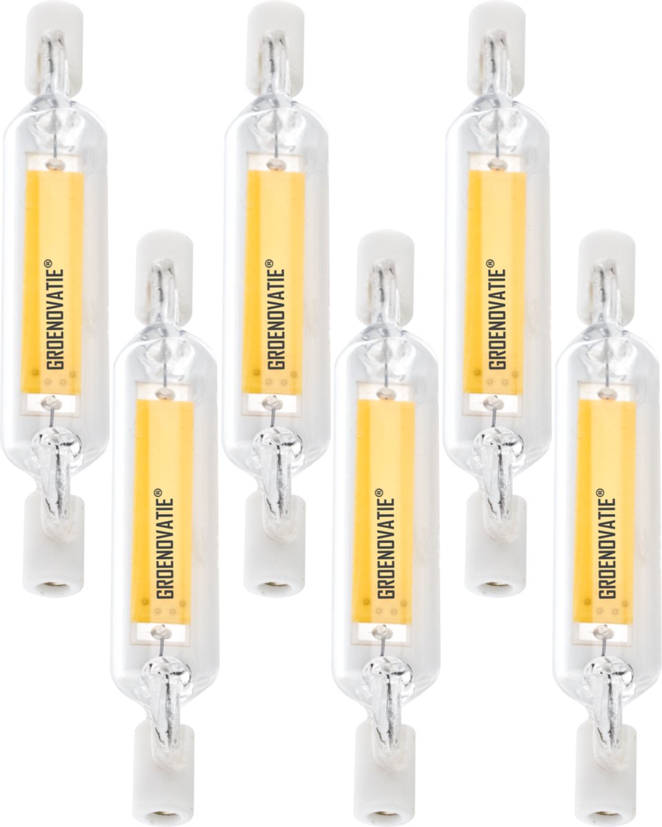 Groenovatie R7S LED Lamp - 6-Pack - 5W - 78 mm - Warm Wit - Dimbaar