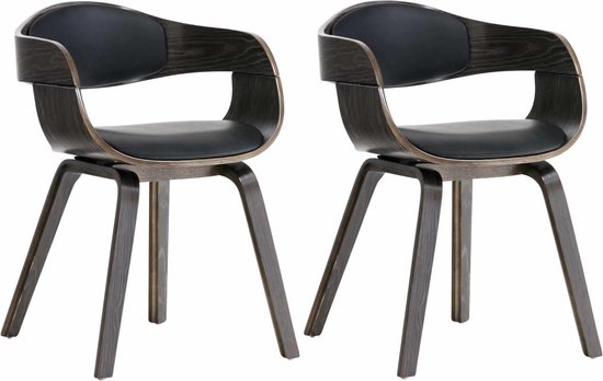 CLP Kingston Set van 2 Stoelen - Kunstleer - zwart/grijs