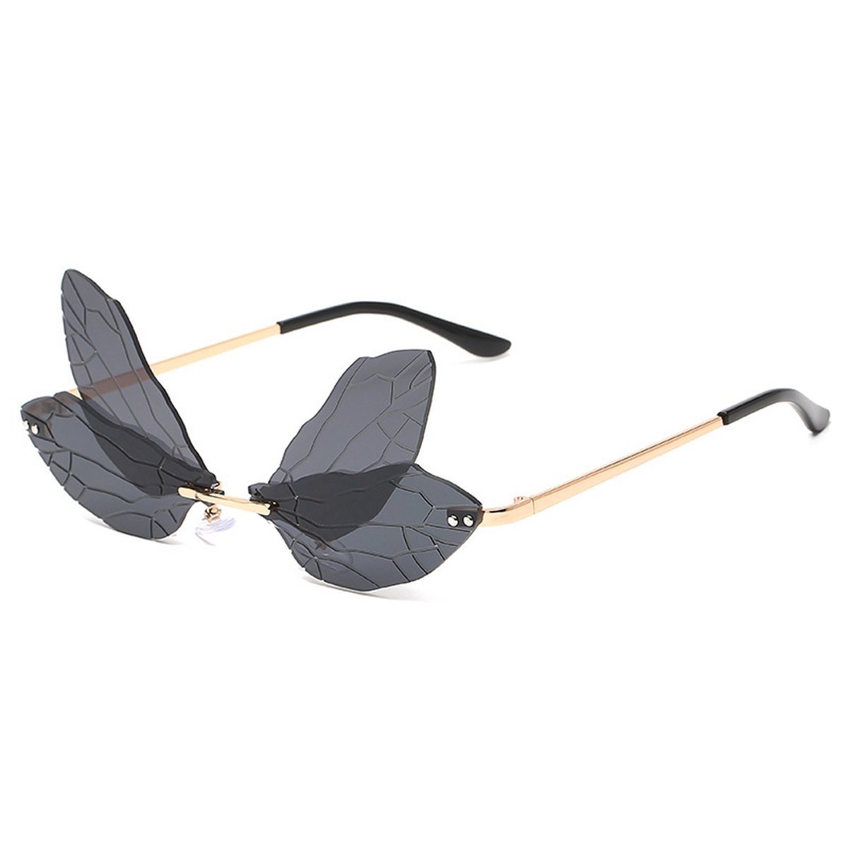 Freaky Glasses - Zonnebril Butterfly - Festivalbril - Bril - Feest - Glasses - Heren - Dames - Unisex - Kunststof - Metaal - zwart