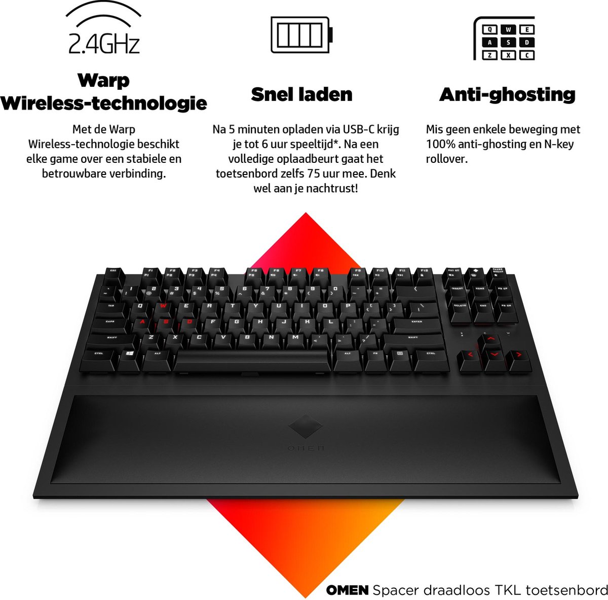 HP OMEN Spacer Draadloos TKL Gaming Toetsenbord