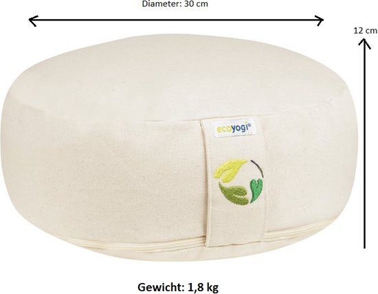 Meditatiekussen eco Natur rond laag 10-12cm - Ecoyogi - Yoga kussen - GOTS gecertificeerd van Ecoyogi — afbeelding 3