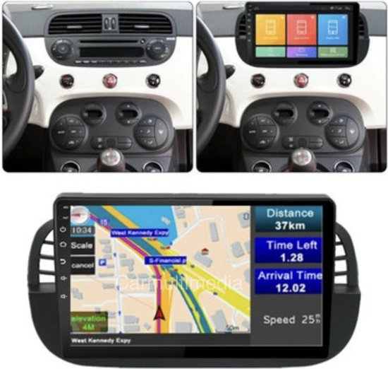 Apple Carplay Sans Fil Autoradio Pour Fiat 500 2007-2015, Android Autoradio Avec 7Écran Tactile Apple Carplay Sans Fil Autoradio Pour Fiat 500 2007-2015, Android Autoradio Avec 7Écran Tactile