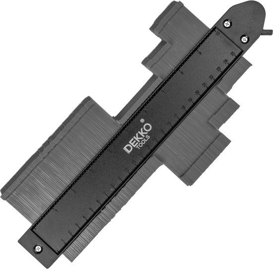 Grijze DEKKO TOOLS profielmal met schaalverdeling van 0-25 cm.