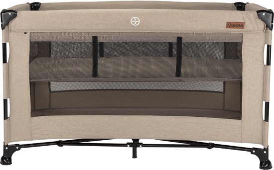 Novi Baby Nora Luxe Campingbed - Beige/Zwart - reisbed - Inclusief transporttas - Inclusief verschoonblad -Inclusief bodemverhoger