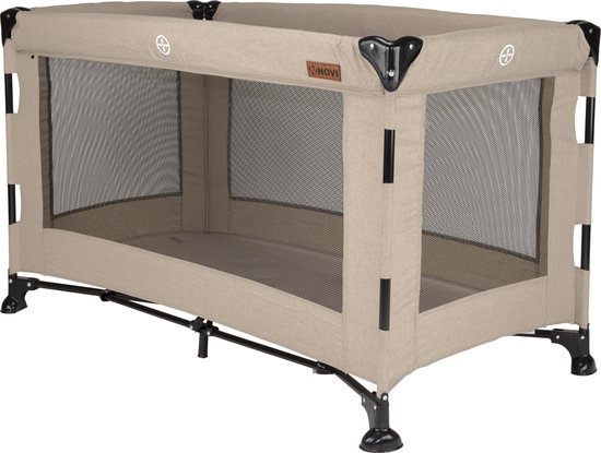 Novi Baby Nora Luxe Campingbed - Beige/Zwart - reisbed - Inclusief transporttas - Inclusief verschoonblad -Inclusief bodemverhoger