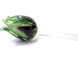 Multi groen tulp - Tulp van glas 50 cm – bloem van glas – glaskunst – beeld van glas geschenk- cadeau