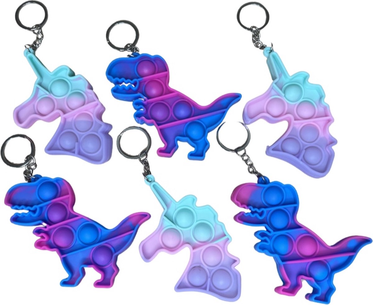 Uitdeelzakjes - Traktatie Uitdeelcadeautjes Kinderen- 6 x Unicorn Dinosaurus Fidget Toys - Cadeautjes-Klein Speelgoed