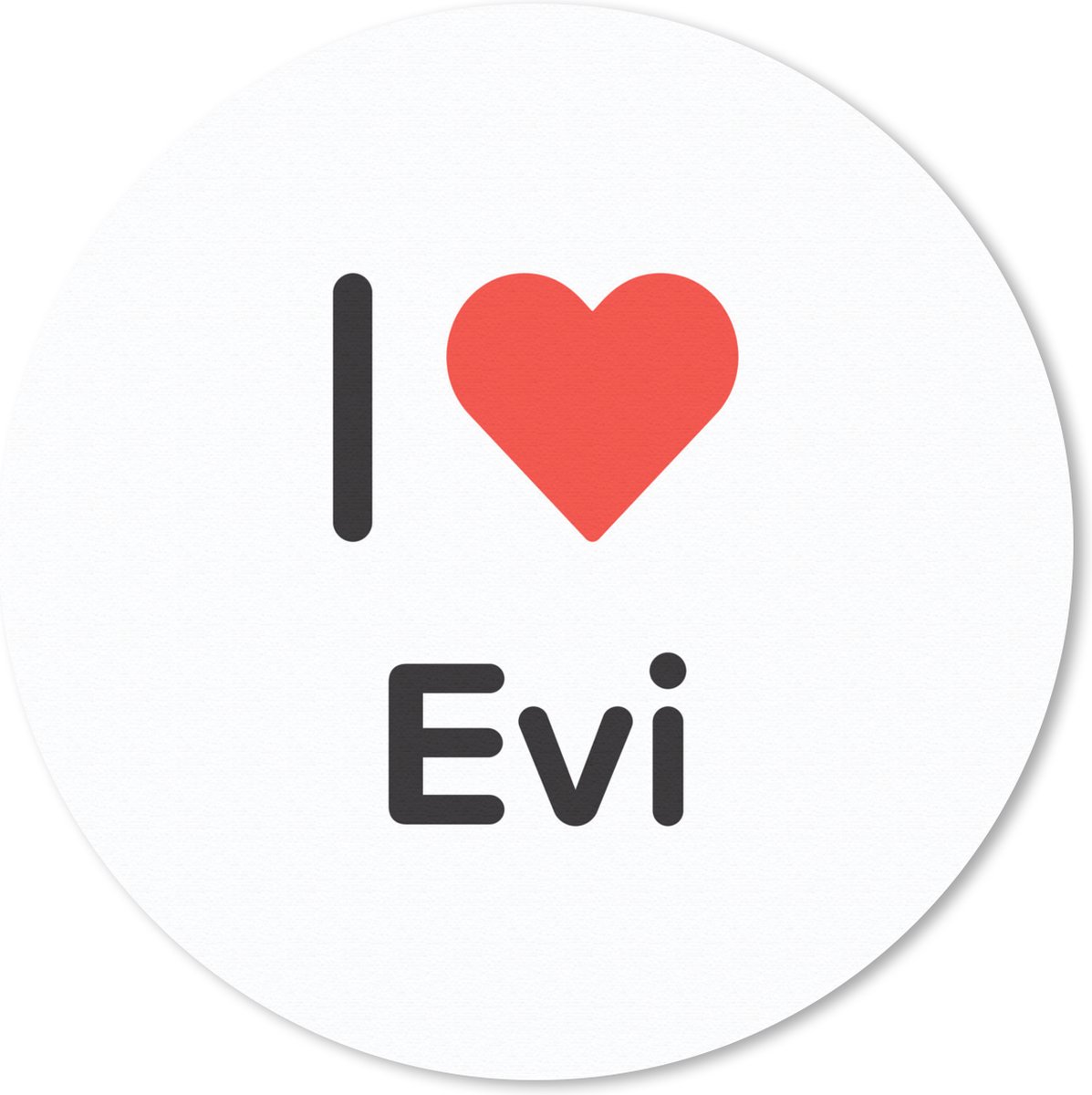 Muismat rond 40x40 cm - Mousepad I love - Evi - Meisje - Ronde muismatten