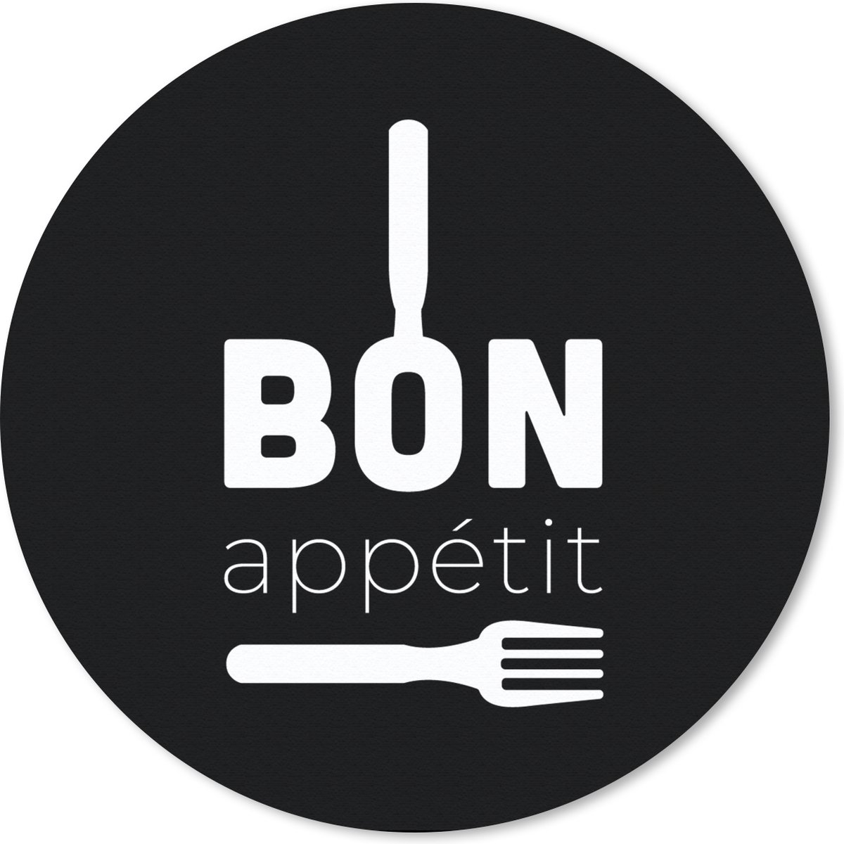 Muismat rond 30x30 cm - Mousepad Quotes - Zwart - Bon appétit - Ronde muismatten