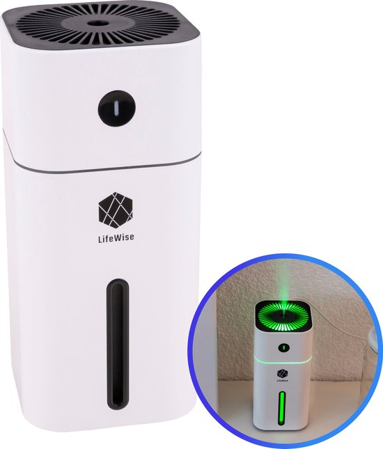 LifeWise Humidifier - Ultrasone Luchtbevochtiger - Geluidloos - Incl. Extra Filter - Sfeerlicht
