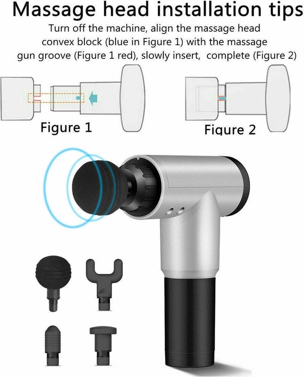 Afbeelding 2 van Igoods Massage gun - 6 Vibratieniveaus - Spierherstel en Relax massage - Zwart