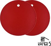 Pannen Onderzetters - Rood - Set 2 stuks - Siliconen - Honingraat Ø18 cm Anti Slip