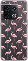 Case Company® - Hoesje geschikt voor OnePlus 10 Pro hoesje - Flamingo - Soft Cover Telefoonhoesje - Bescherming aan alle Kanten en Schermrand