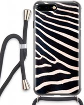 Case Company® - Hoesje met koord geschikt voor iPhone 7 PLUS hoesje met Koord - Zebra - Telefoonhoesje met Zwart Koord - Extra Bescherming aan alle Kanten en Over de Schermrand