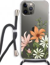 Case Company® - Hoesje met koord geschikt voor iPhone 12 Pro hoesje met Koord - Floral bouquet - Telefoonhoesje met Zwart Koord - Extra Bescherming aan alle Kanten en Over de Schermrand